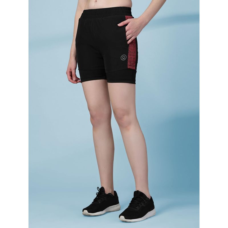 CHKOKKO Double Layered Shorts for Women - Maroon (5XL)