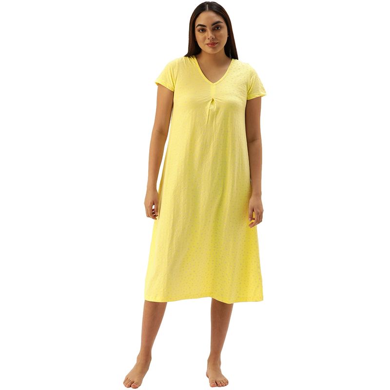 Slumber Jill Women Yellow Daisy Printed Nightdress (S)