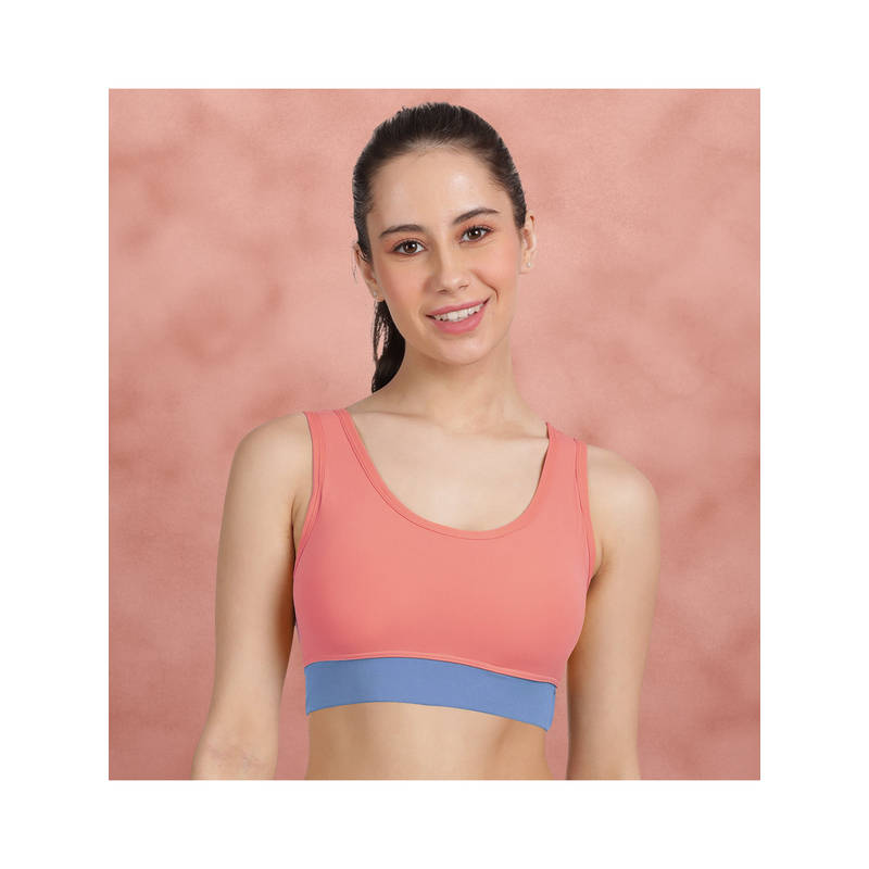 Shyaway Pink And Blue Low Impact Removable Padding Sports Bra (L)