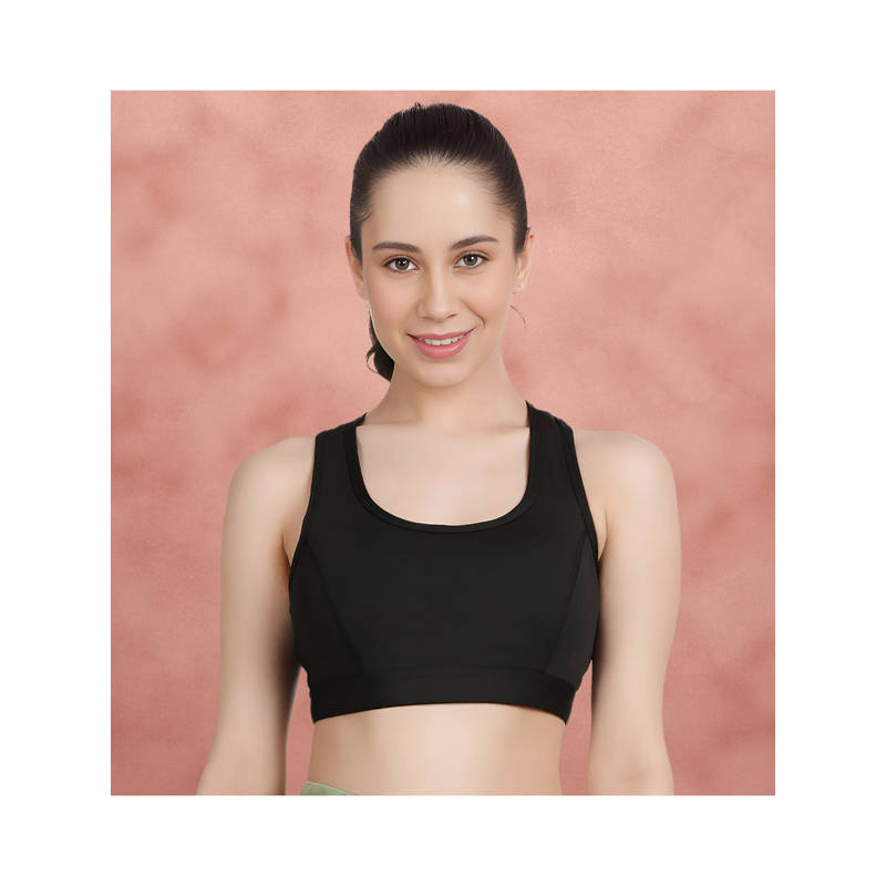 Shyaway Black Beauty Mesh Back Panel Low Impact Sports Bra (L)