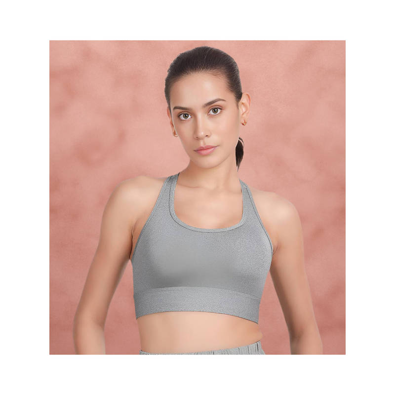 Shyaway Monument Grey Removable Padding Low Impact Sports Bra (L)
