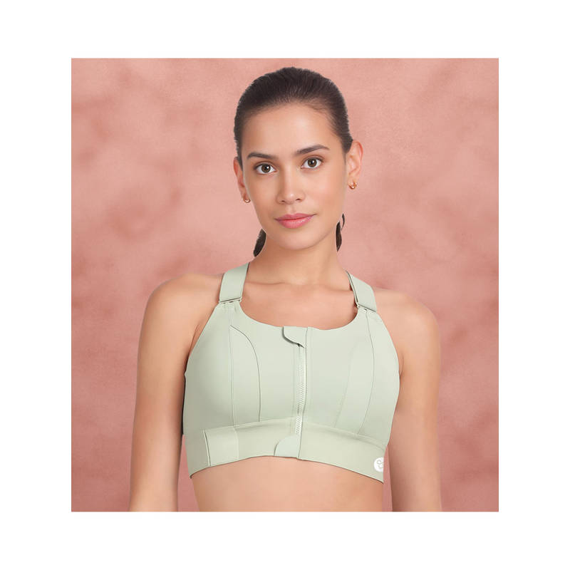 Shyaway Bay Green Velcro Adjuster High Impact High Coverage Sports Bra (2XL)