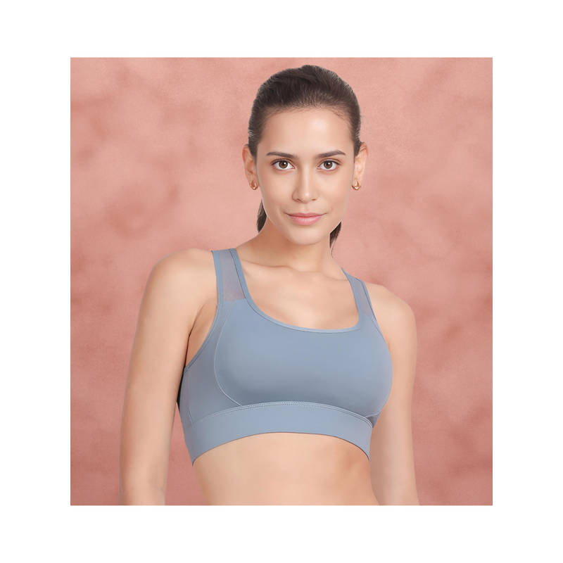Shyaway Azurine Blue Medium Impact Recerback Keyhole Sports Bra (2XL)