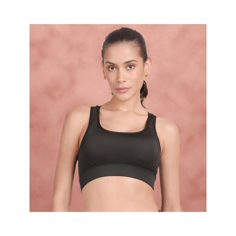 Shyaway Black Medium Impact Recerback Keyhole Sports Bra (2XL)