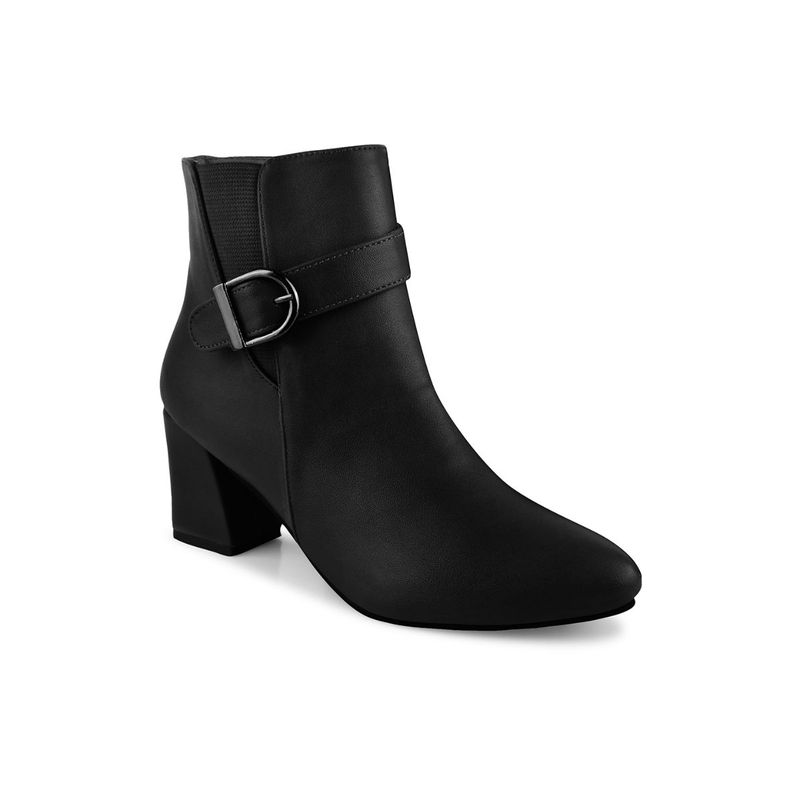 Shuz Touch Women Black Solid Mid-Top Heeled Boots (EURO 35)