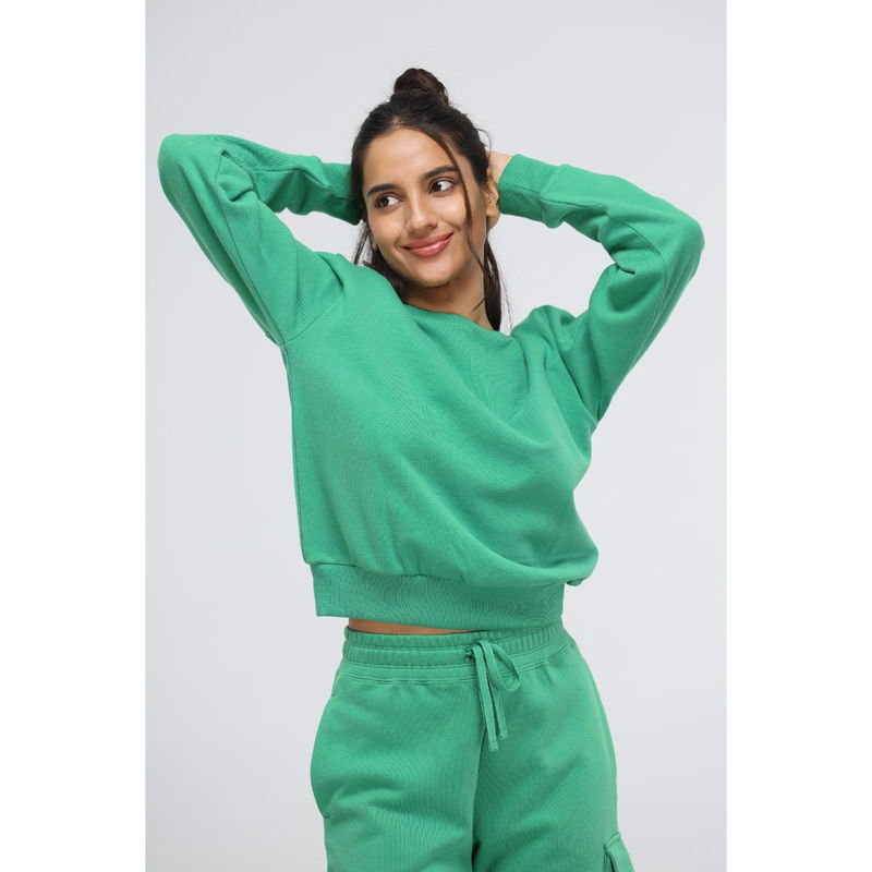 NeceSera Green Bee Relaxed Terry Sweatshirt (L)