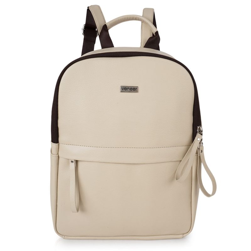 Buy VENEER Women Solid Cream Backpack (M) Online