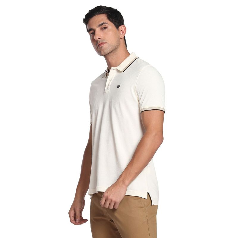 Arrow Sports White Solid Cotton Polo T-Shirt (S)