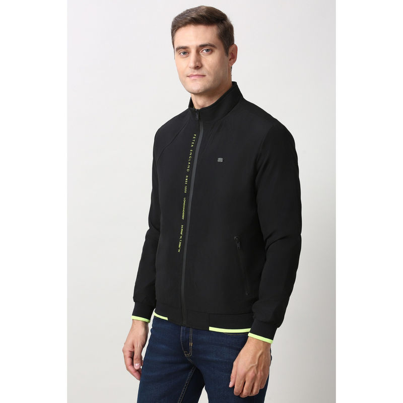 Peter England Men Black Solid Casual Jacket (S)