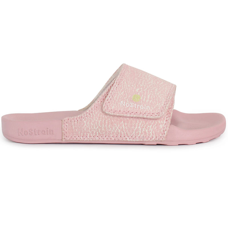 NoStrain Women Pastel Pink Wave Printed Canvas Sugar Sliders (UK 4)
