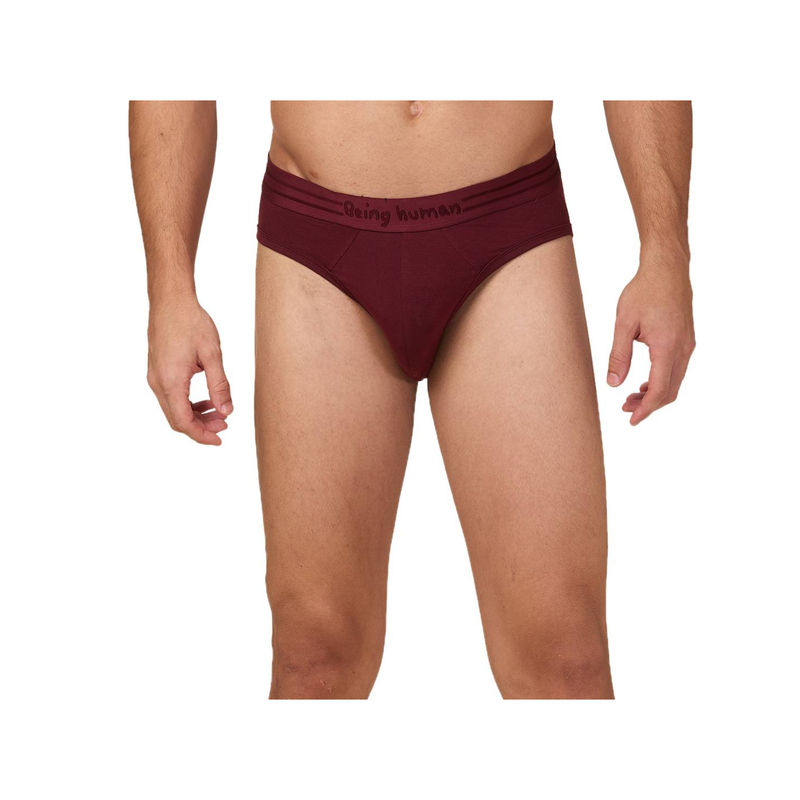Being Human Men Solid Wine Brief (M)