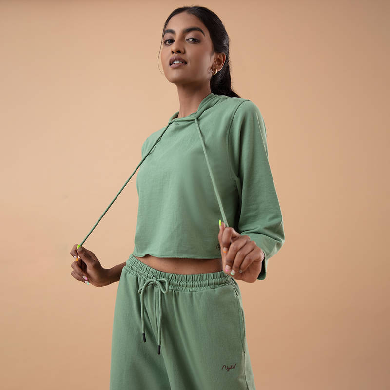 Nykd All Day Preppy Short Sleeve Cropped Hoodie-Nyat200 Jade Green (L)