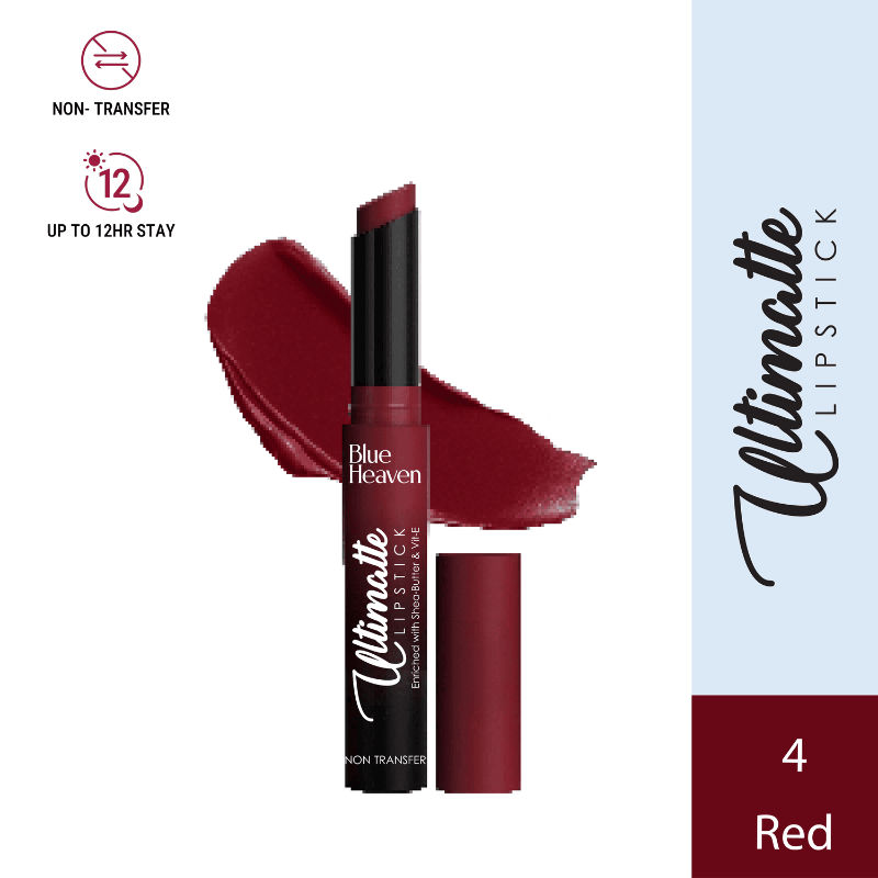 Blue Heaven Ultimatte NonTransfer Long Lasting Lipstick Upto 12Hrs - 04 Red