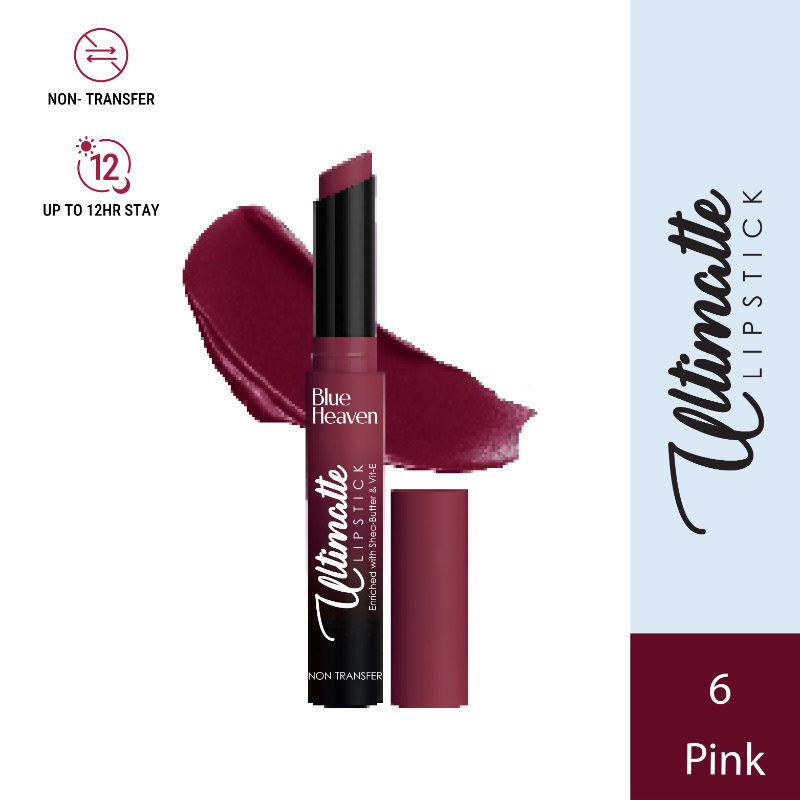 Blue Heaven Ultimatte NonTransfer Long Lasting Lipstick Upto 12Hrs - 06 Pink