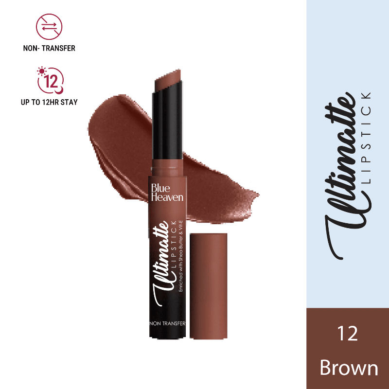 Blue Heaven Ultimatte NonTransfer Long Lasting Lipstick Upto 12Hrs - 12 Brown