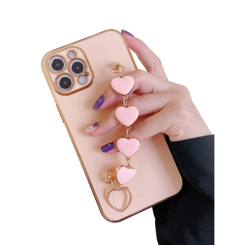 Mvyno Elegant Cover With Pink Herts Back Holder - iPhone 13 6.1"