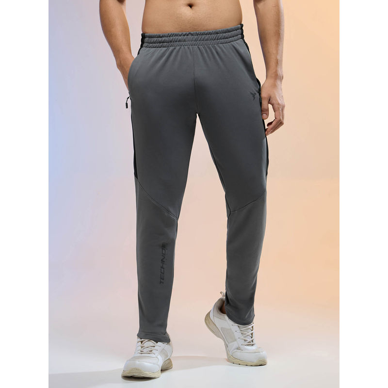 Technosport Men Grey Solid Slim Fit Sports with Techno Dry Trackpant (XL)