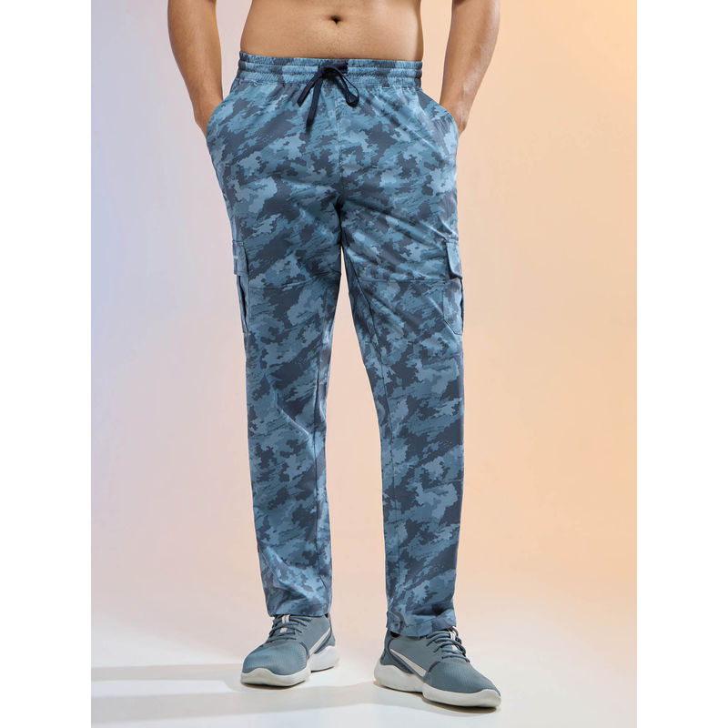 Technosport Men Blue Printed Straight Fit Sports Cargo with Ts Lytra Trackpant (2XL)