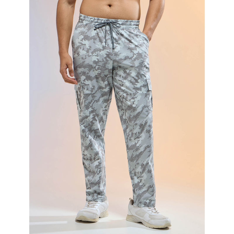 Technosport Men Grey Printed Straight Fit Sports Cargo with Ts Lytra Trackpant (M)