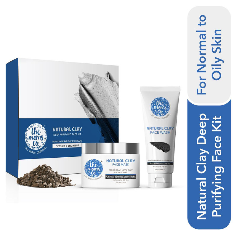 Download The Moms Co Natural Clay Deep Purifying Face Kit Clay Face Mask Clay Face Wash Review Nykaa PSD Mockup Templates