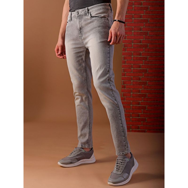 The Indian Garage Co Men's Slim Fit Solid Grey Stretchable Jeans (30)