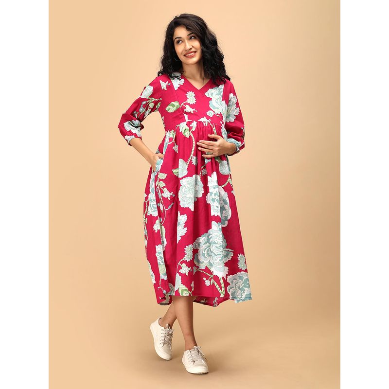 The Mom Store Velvet Petals Maternity and Nursing Dress (S)