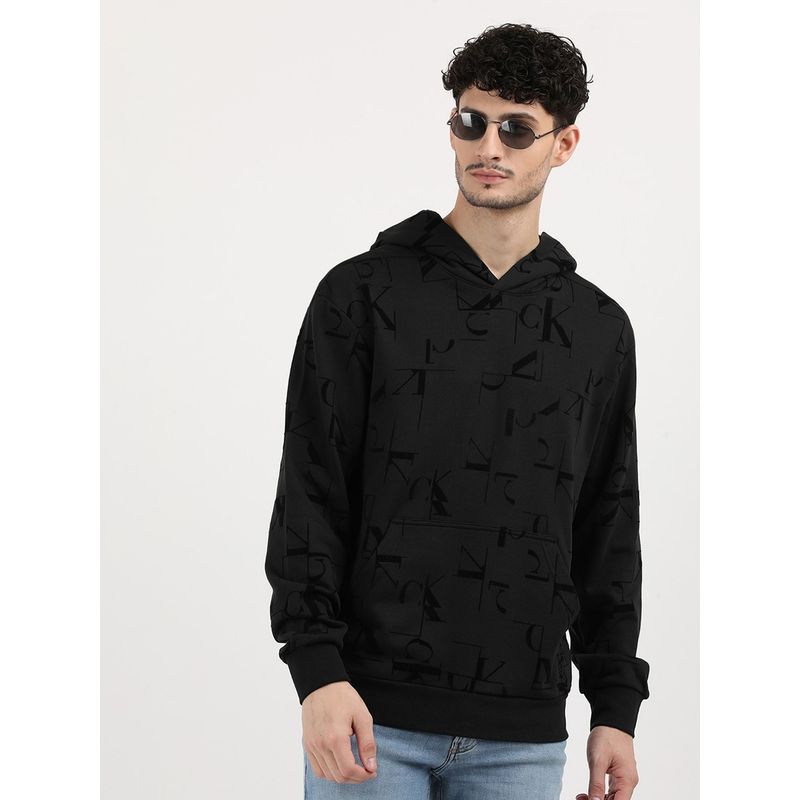 Calvin Klein Black Logo Relaxed Fit Cotton Hoodie (M)