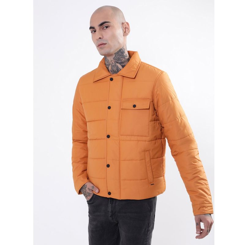 HARSAM Men Orange Solid Jacket (S)