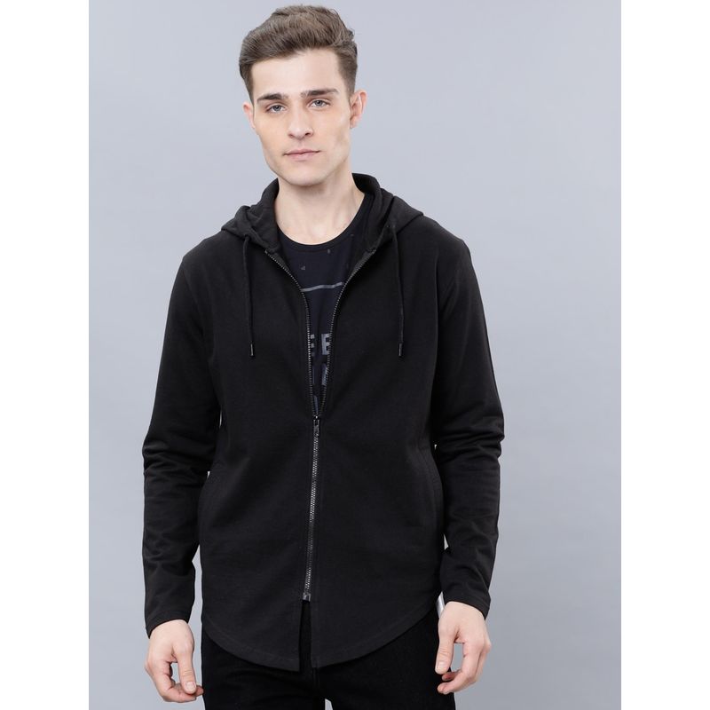 HIGHLANDER Mens Black Solid Hooded Jacket (S)