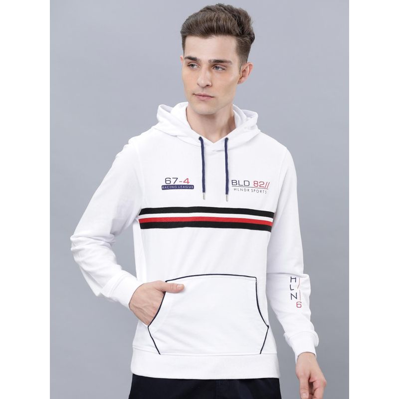 HIGHLANDER Mens White Graphic Hoodie (M)