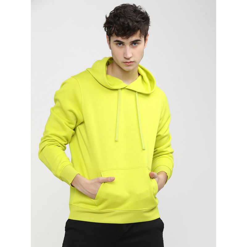 HIGHLANDER Mens Neon Green Solid Hoodie (L)