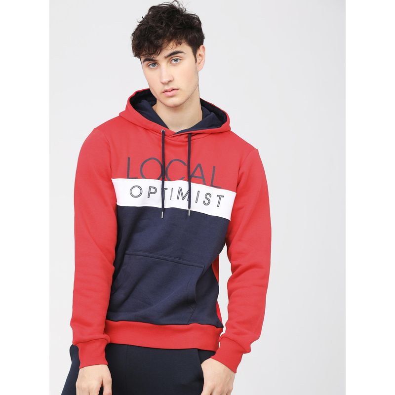 HIGHLANDER Mens Red Colorblock Hoodie (M)