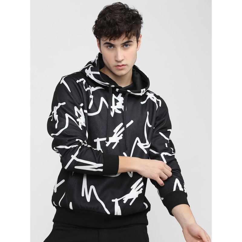 HIGHLANDER Mens Black Abstract Hoodie (L)