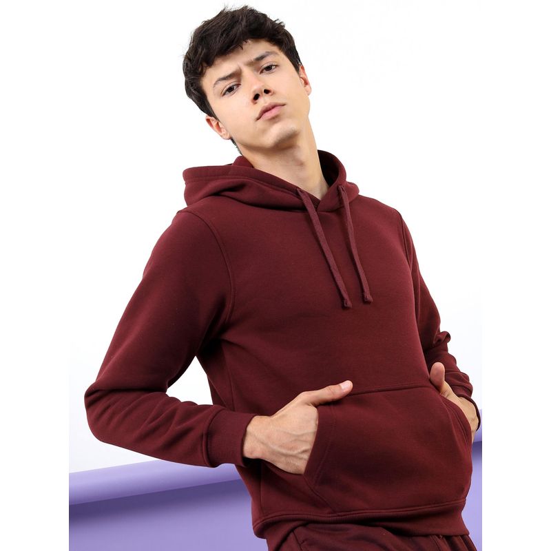 HIGHLANDER Mens Burgundy Solid Hoodie (S)