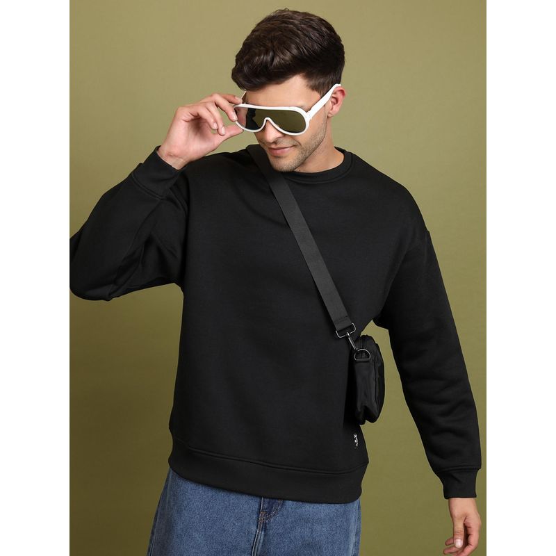 HIGHLANDER Mens Black Round Neck Sweatshirt (M)