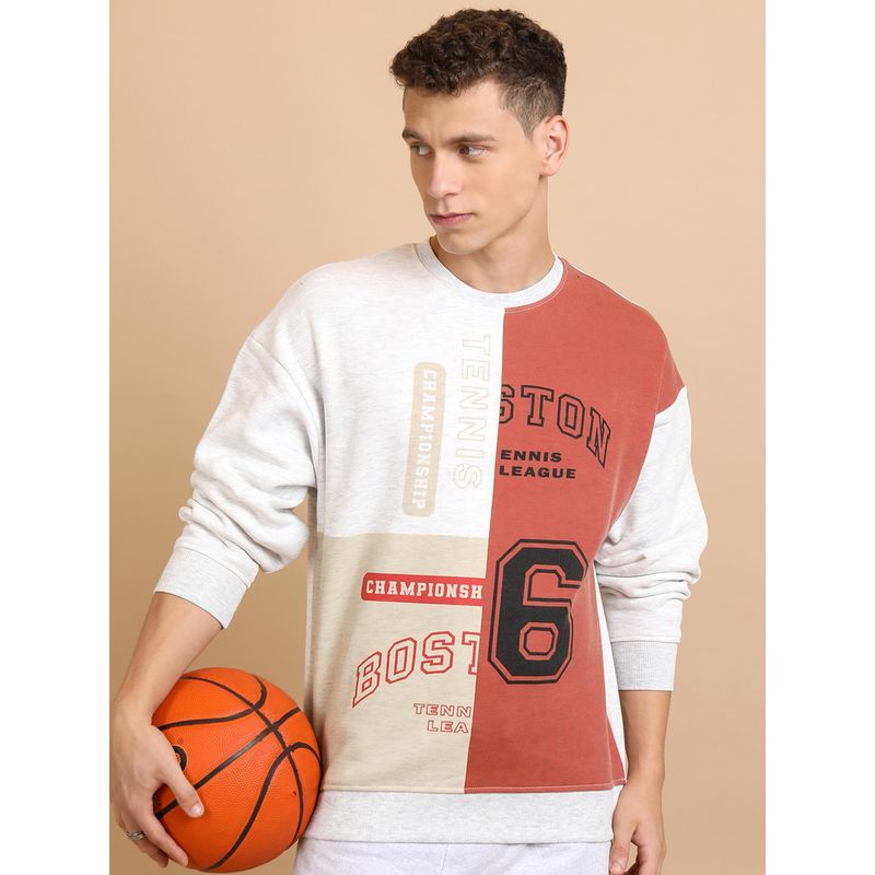 HIGHLANDER Mens Rust Graphic Oversized Sweatshirt (L)