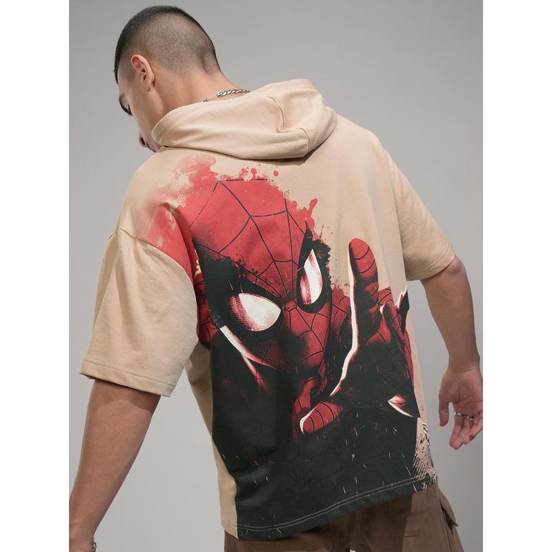 HIGHLANDER Mens Brown Spiderman Oversized Drop Shoulder Hoodie (L)