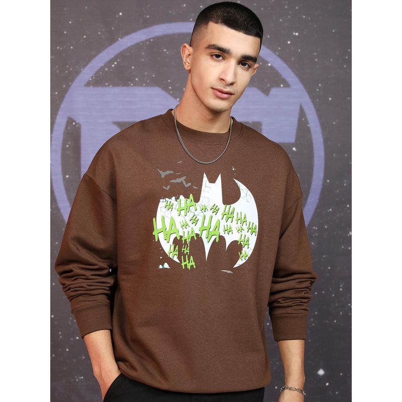 HIGHLANDER Mens Warner Bros Joker Brown Oversized Sweatshirt (M)