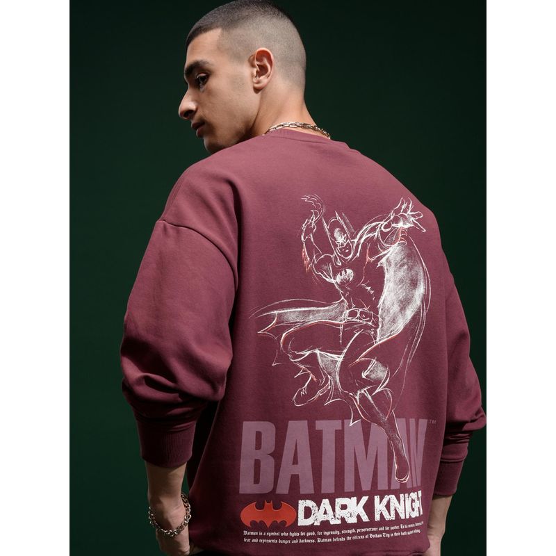 HIGHLANDER Mens Maroon Drop Shoulder Oversized Sweatshirt (M)