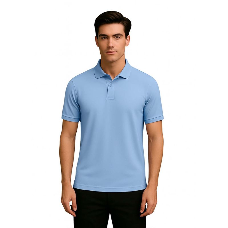 Nobero Men Blue Cotton Solid Polo T-Shirt (S)
