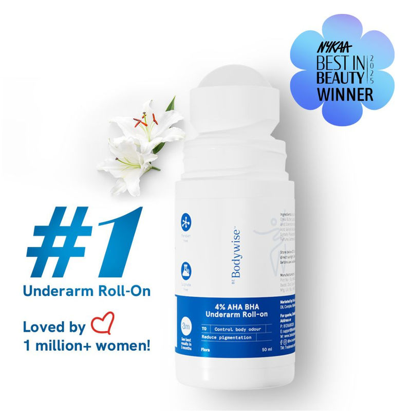 Be Bodywise 4% AHA BHA Underarm Roll On - Treats Pigmentation & Odour - Lactic Acid & Salicylic Acid