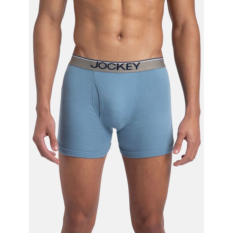 Jockey 8009 Men Super Combed Cotton Rib Solid Boxer Brief - Blue Shadow (XL)