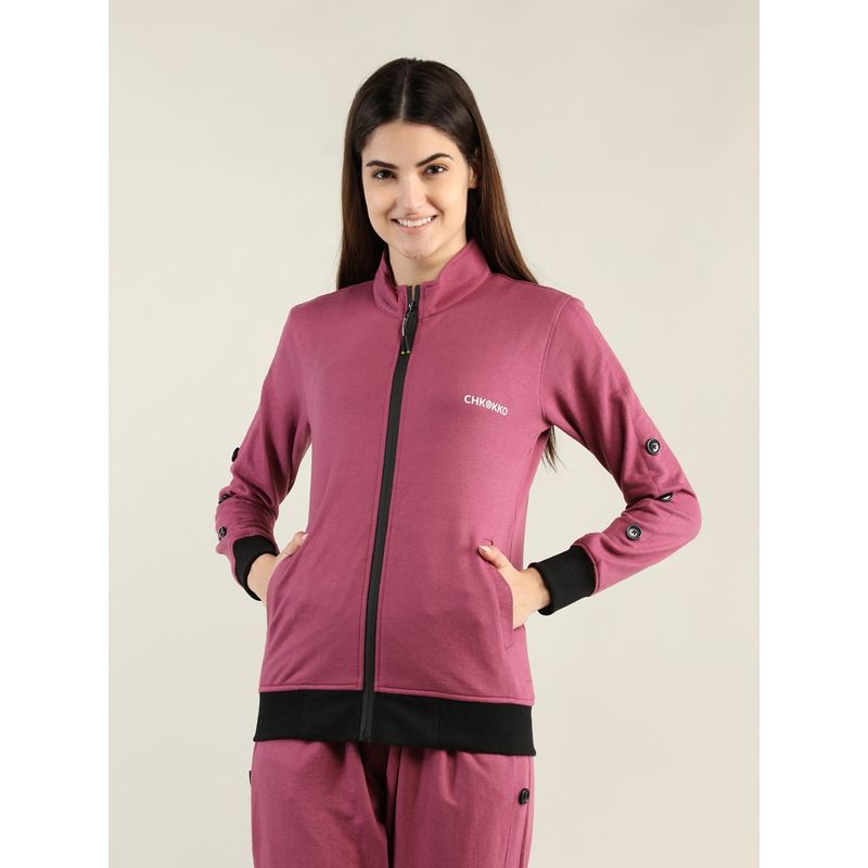 Chkokko Women Winter Zipper Jacket - Pink (2XL)