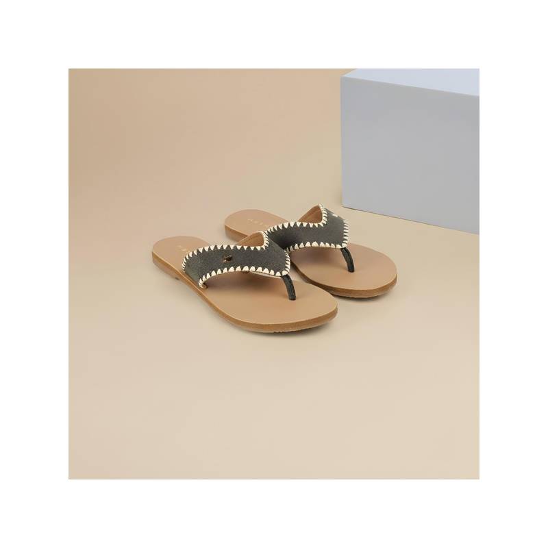 Metro Women Olive Open Toe Flats (EU 36)