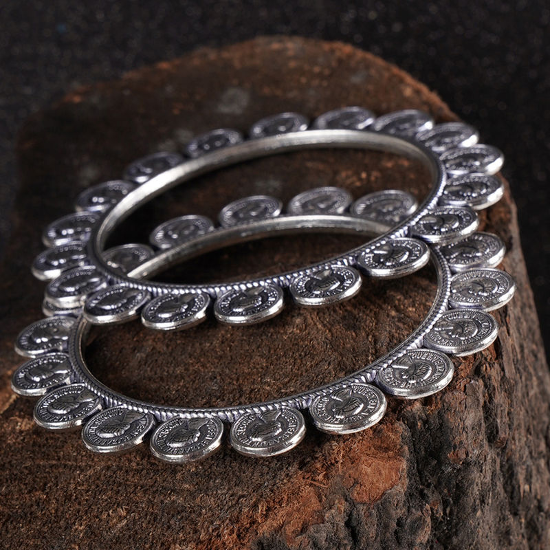 Shoshaa Silver-plated Oxidised Bangle - 2.4