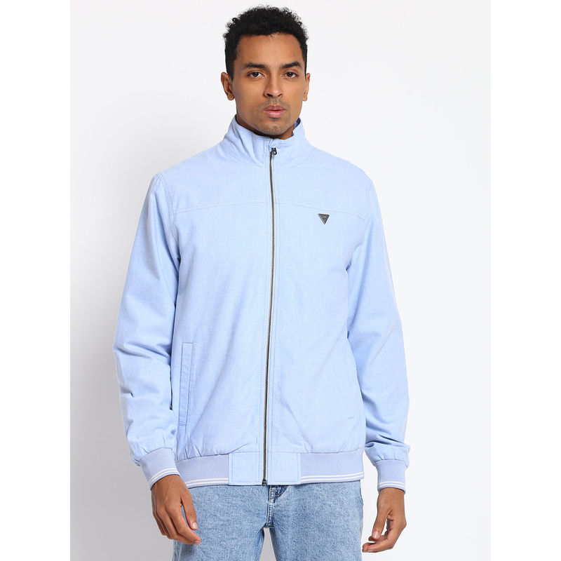 Lee Light Blue Solid Regular Fit Jacket (XL)