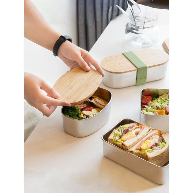 The Better Home Food Container Tiffin With Bamboo Lid Strap Round 960Ml (M)