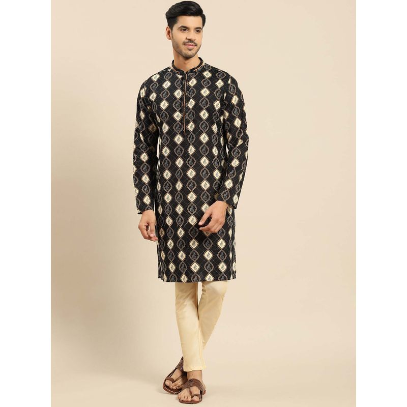 Amodh by Kisah Men Black Kurta (XL)