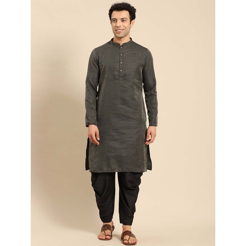 Amodh by Kisah Men Charcoal Grey Kurta (M)