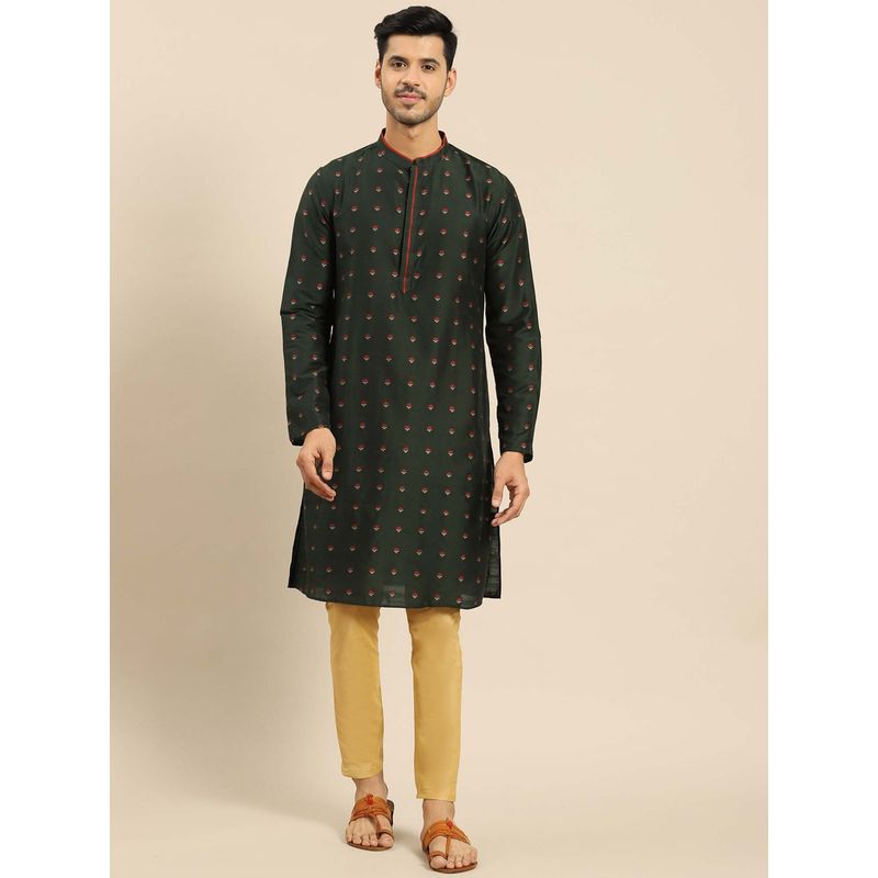 Amodh by Kisah Men Green Kurta (S)